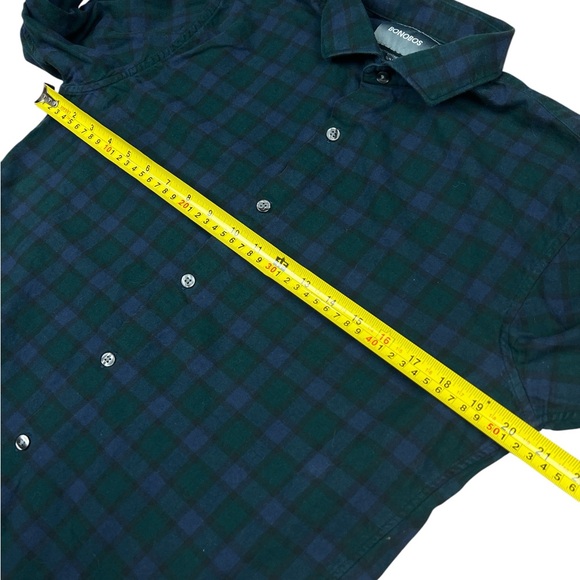 Bonobos Flannel Plaid Shirt Mens Medium Slim Fit Blue Green Outdoors 100% Cotton - Picture 9 of 10
